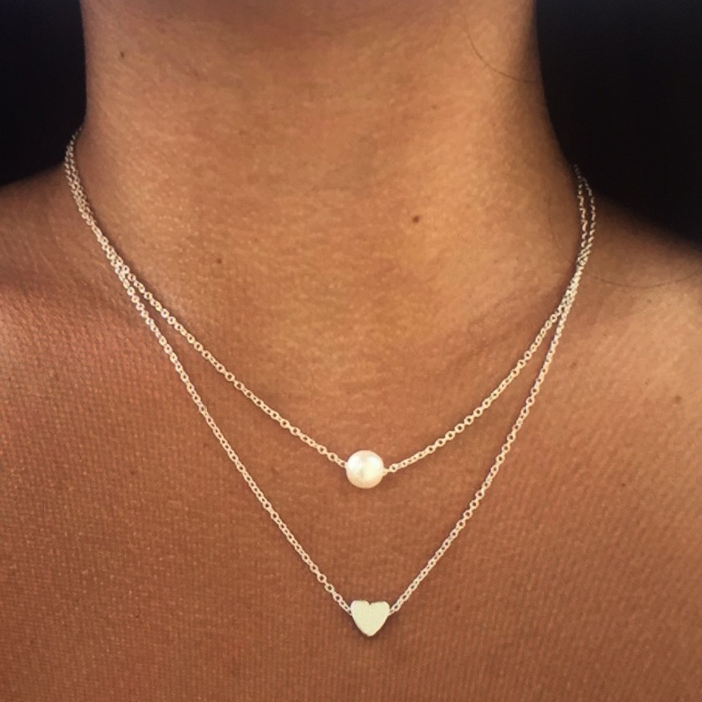 SALES Double layers Behemian silver necklace